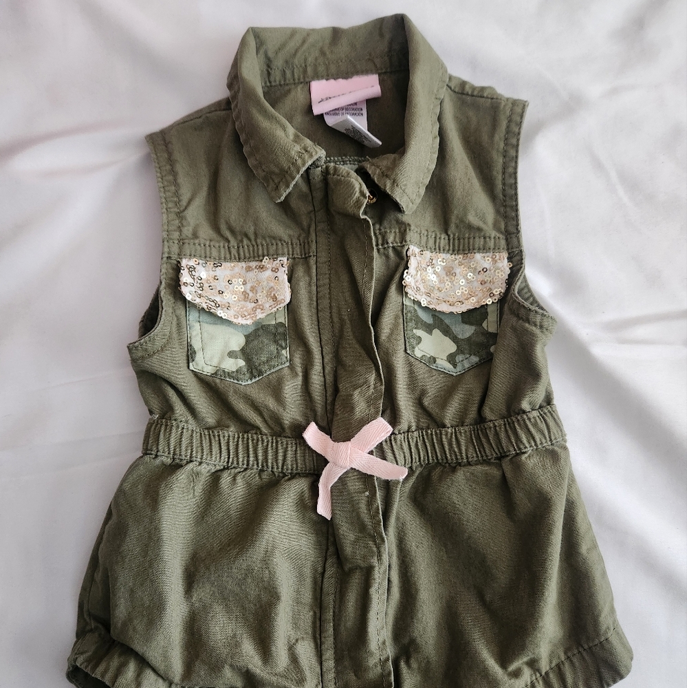 Little Lass Green Vest with Sequin Accents